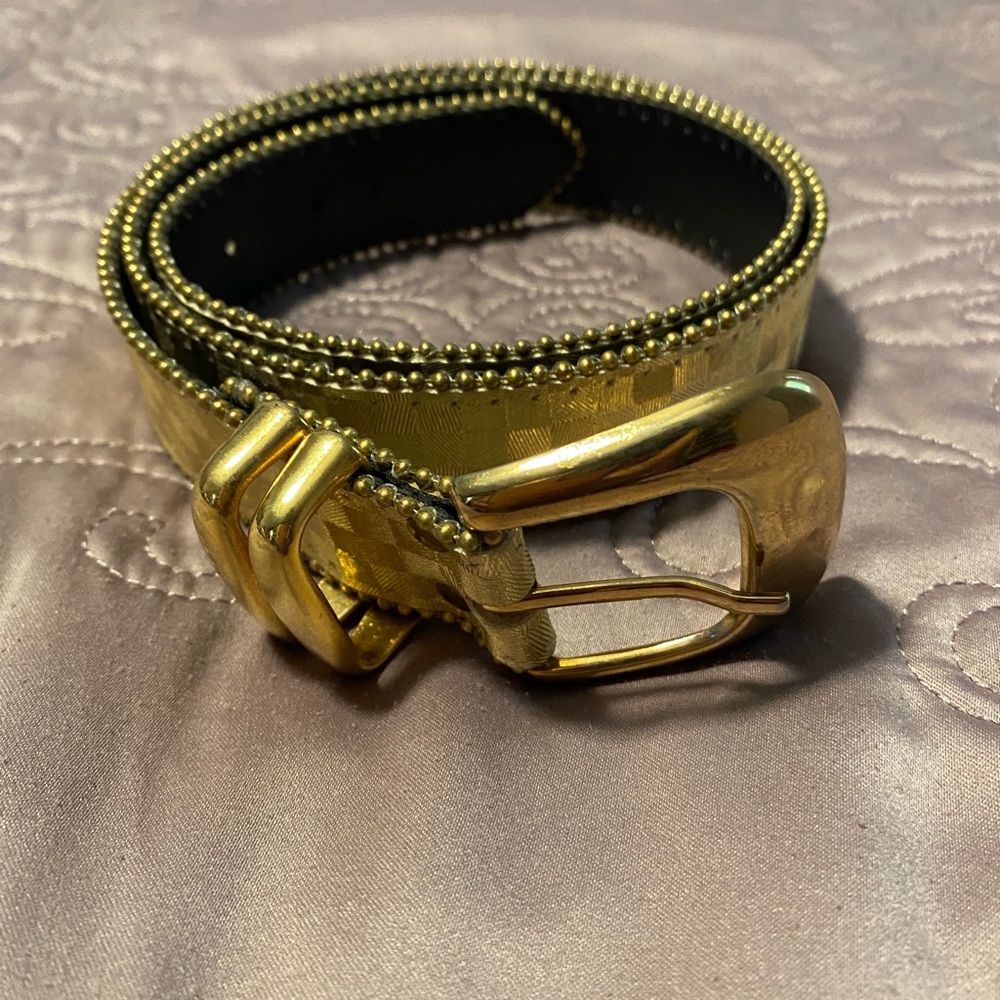 Gold Tone Belt with Zipper Detail